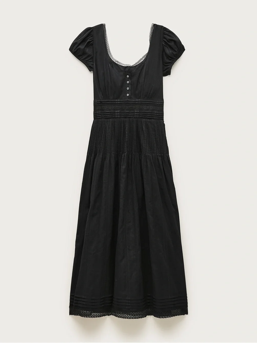 J. Crew Lace-trim pintuck midi dress in cotton dobby in Black Size 12 NWT
